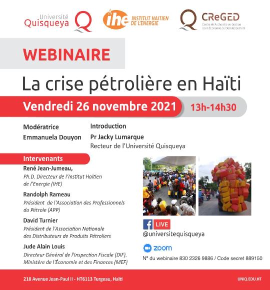 Webinaire CReGED - IHE : Crise pétrolière en Haïti