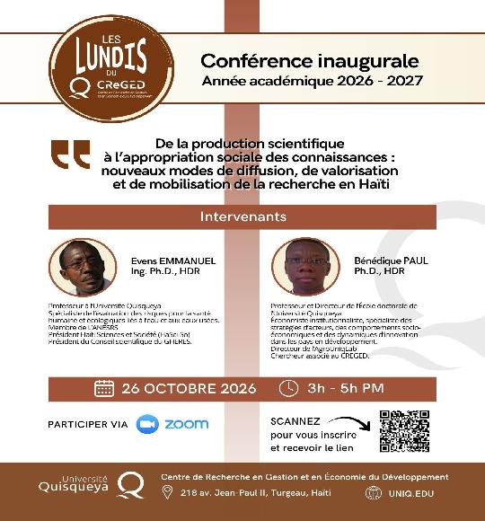 Les LUNDIS du CReGED Conférence de lancement Année 2026-2027